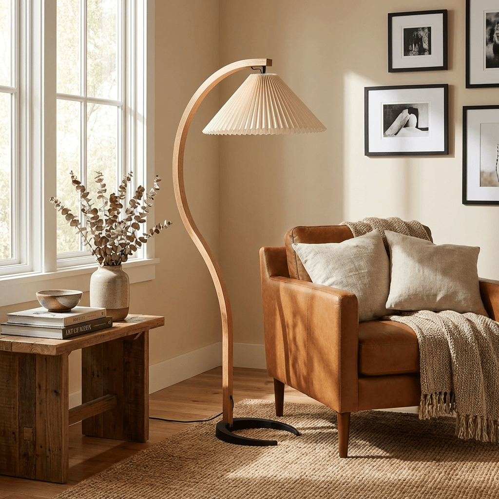 Halden Beechwood Dome Floor Lamp