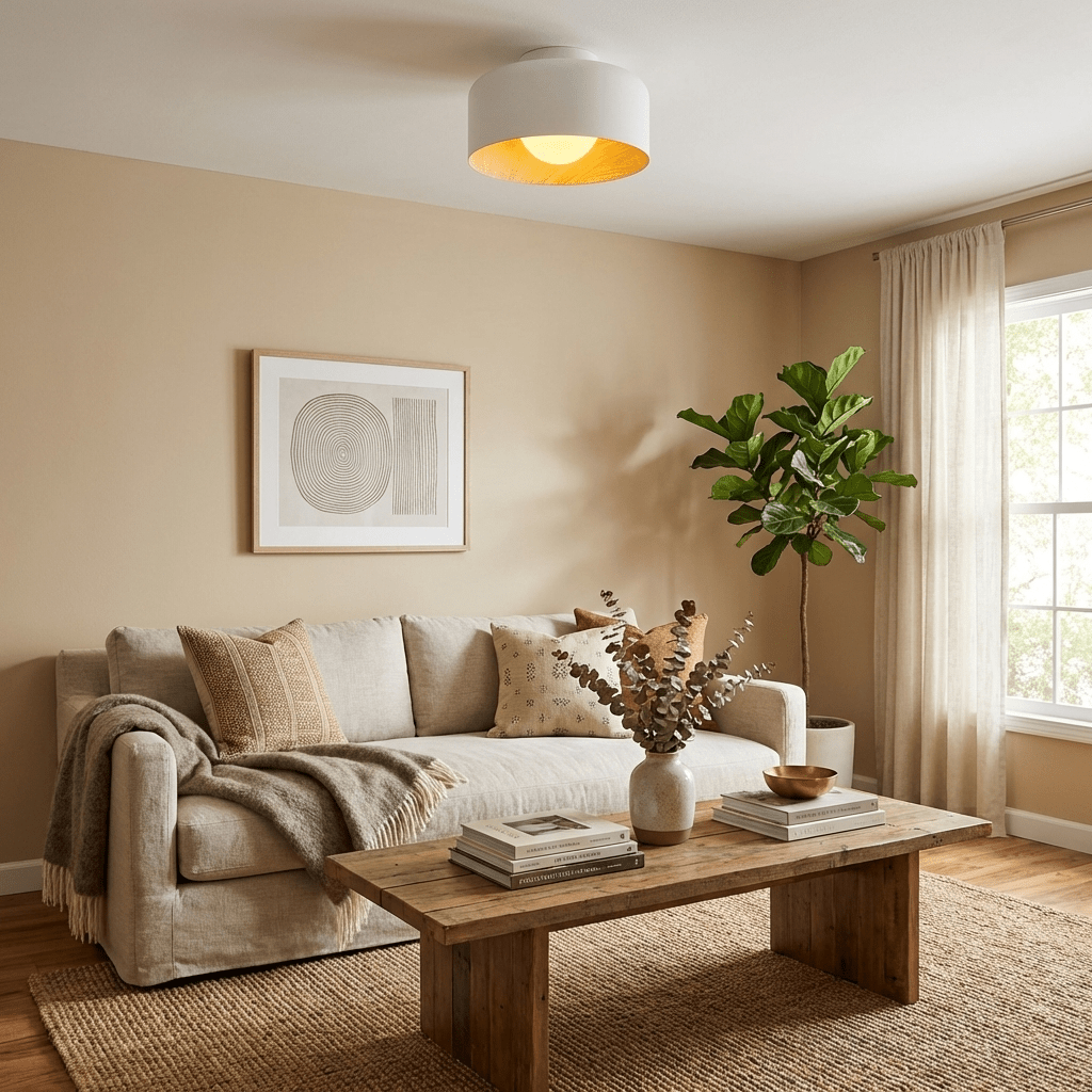 Nimbus Wood-Grain Globe Flush Mount