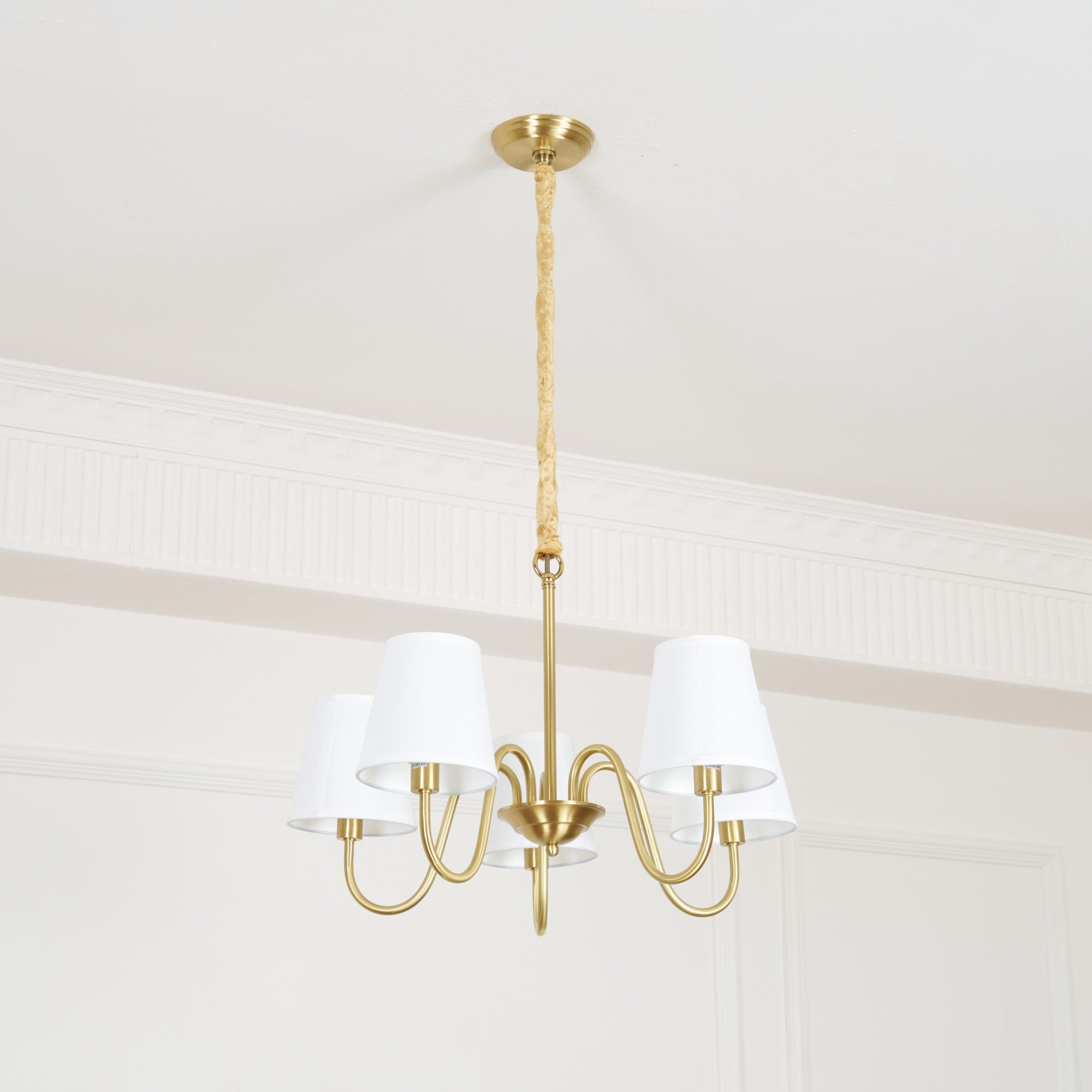 Harrow Aged Brass & Linen Chandelier