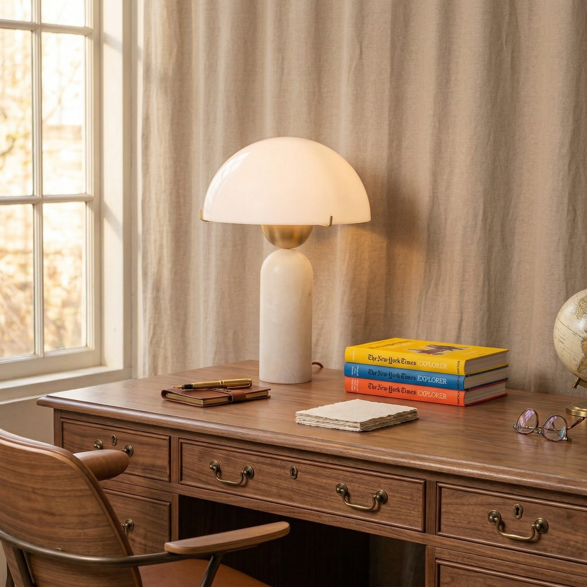 Orbis Hand-Cut Stone Table Lamp