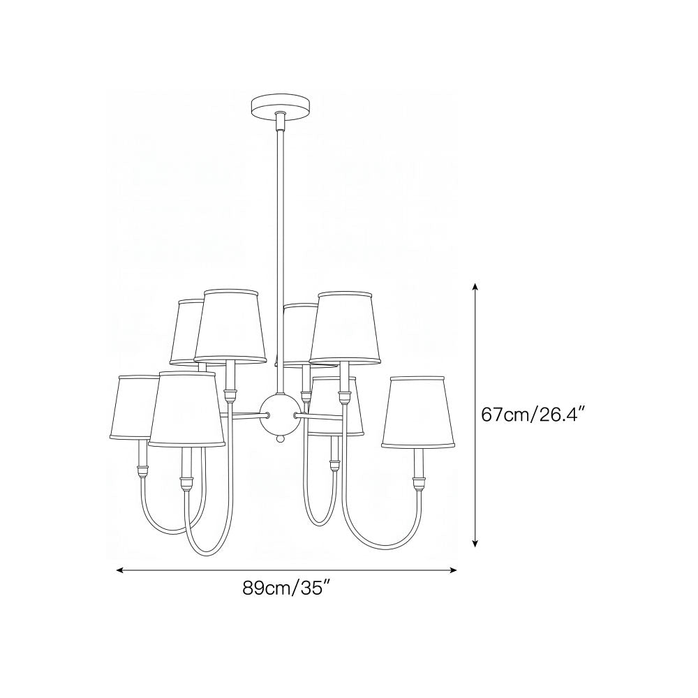 8-Light Antique Brass Tiered Chandelier