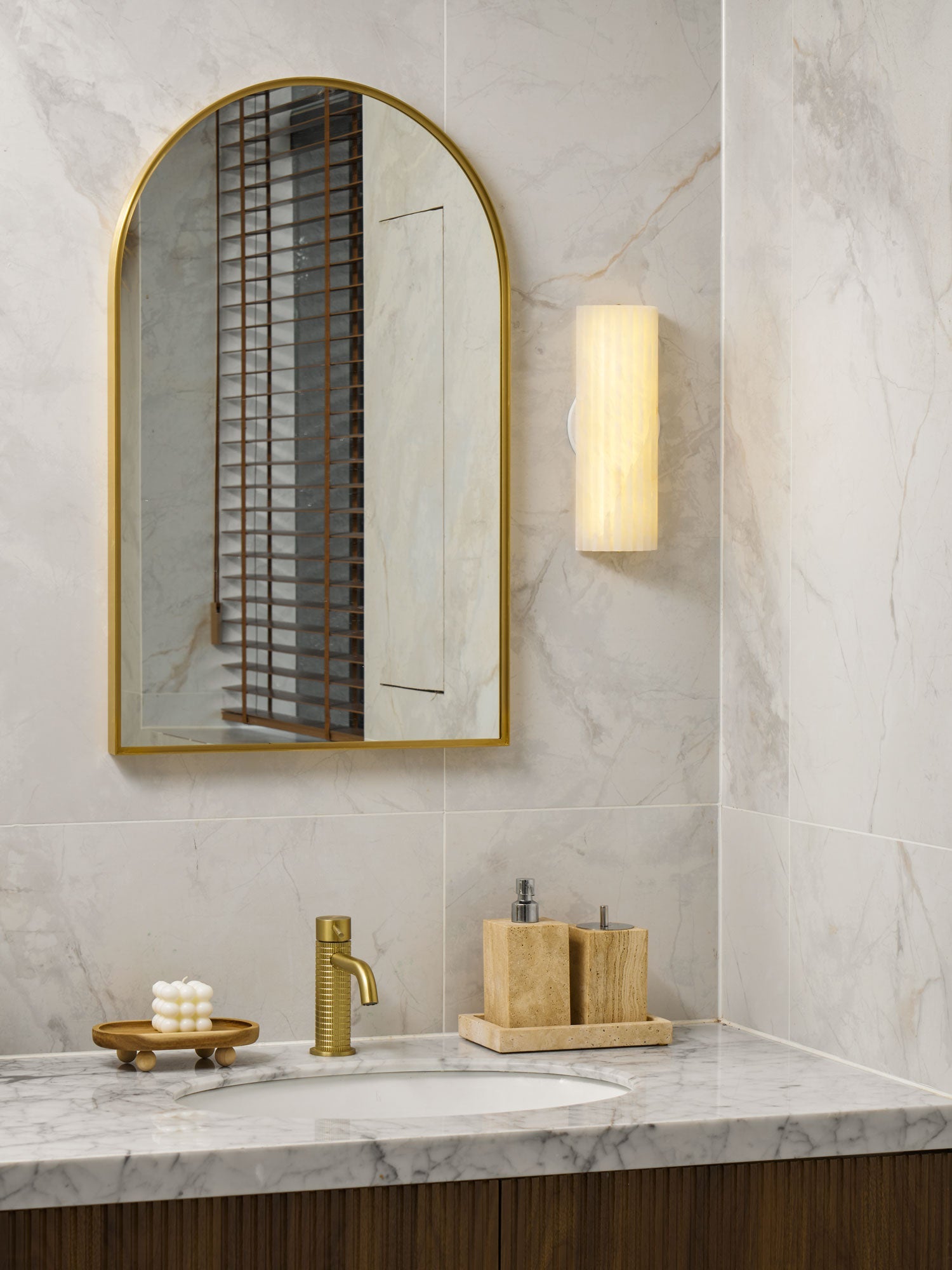 Cascata Fluted Stone Sconce