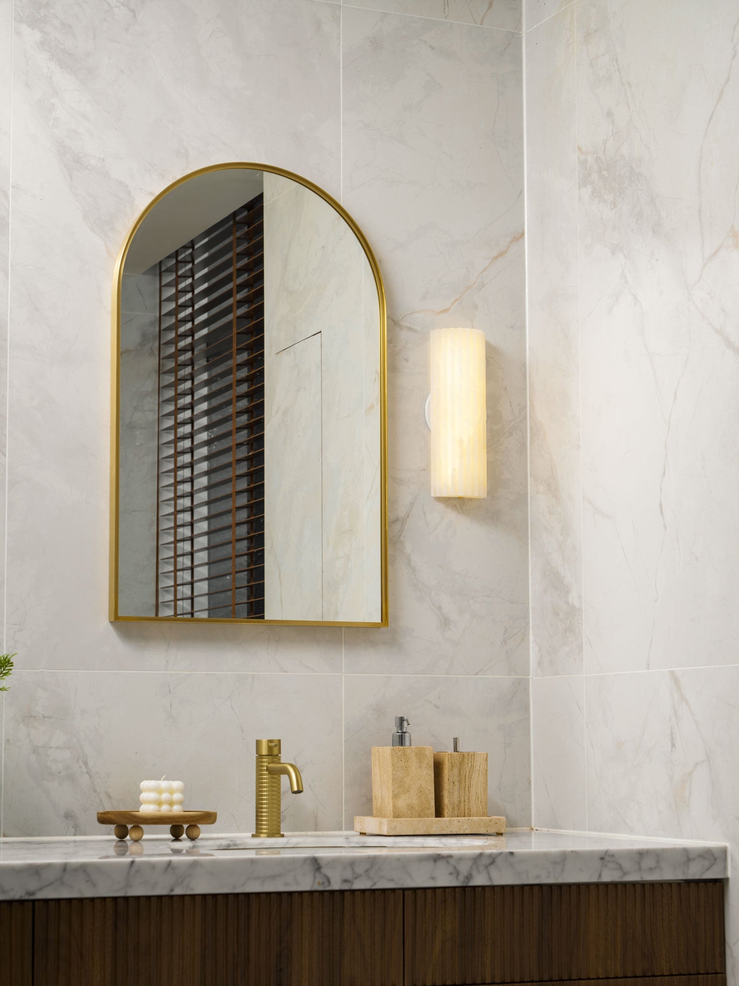 Cascata Fluted Stone Sconce