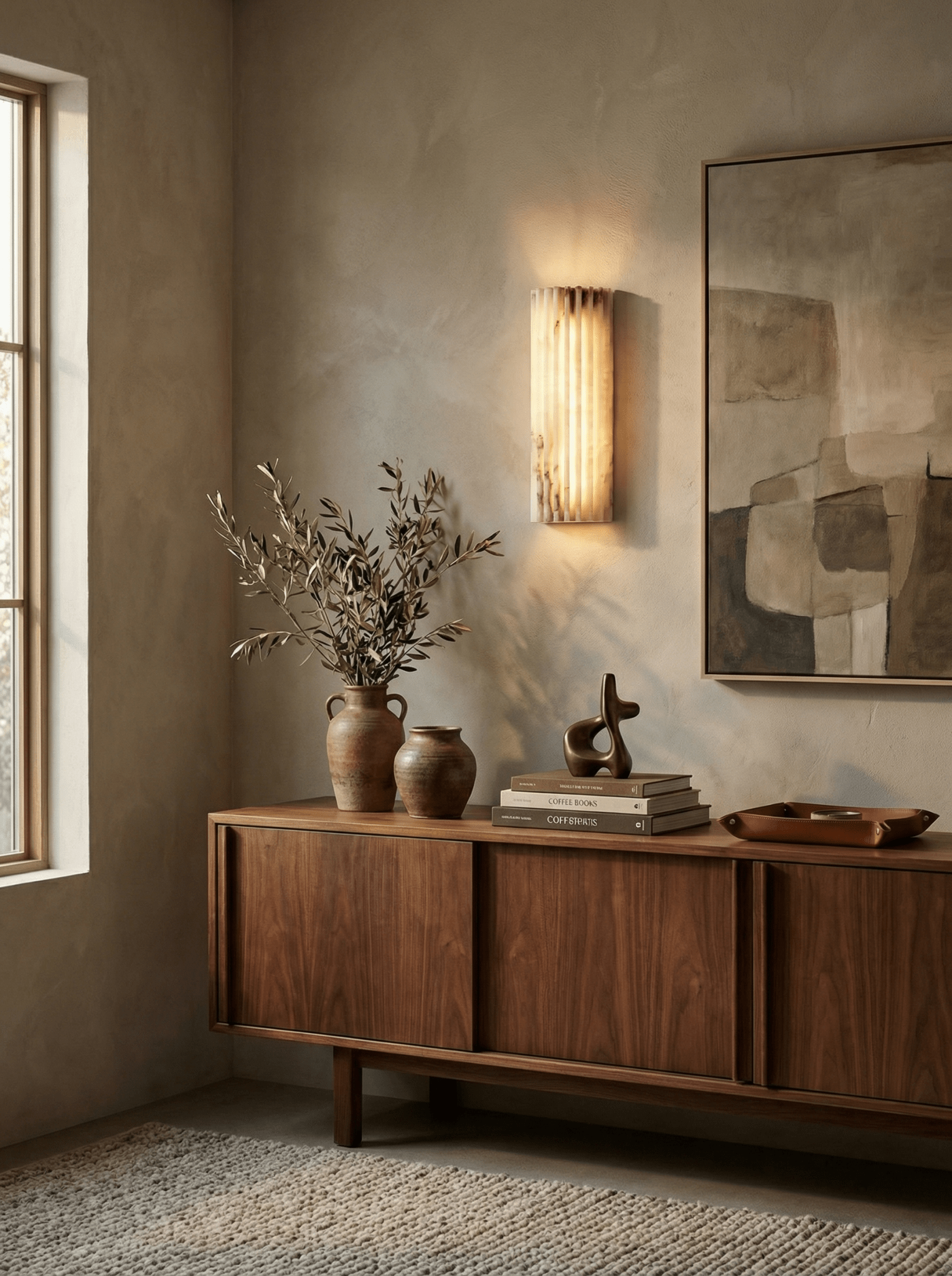 Cascata Fluted Stone Sconce