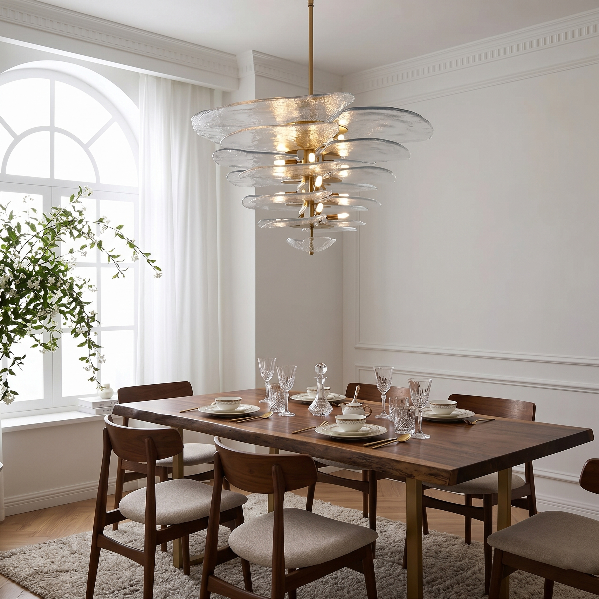 Corolla Tiered Glass Petal Chandelier