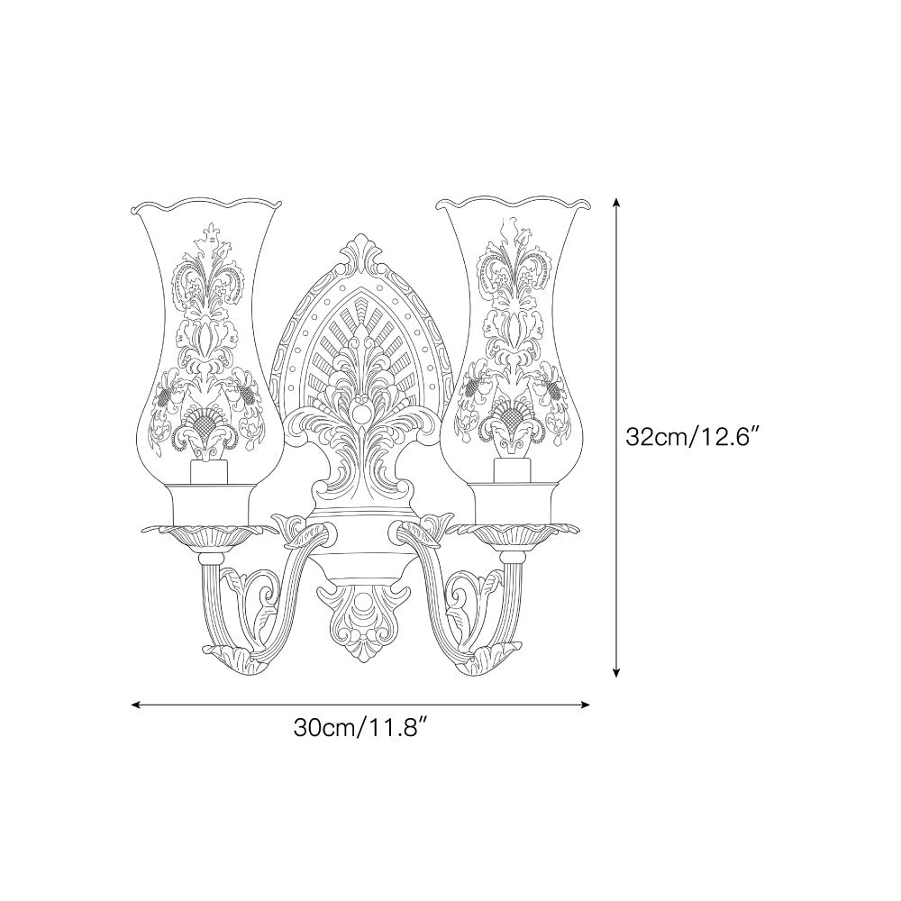 Acanthus Brass Hurricane Glass Sconce