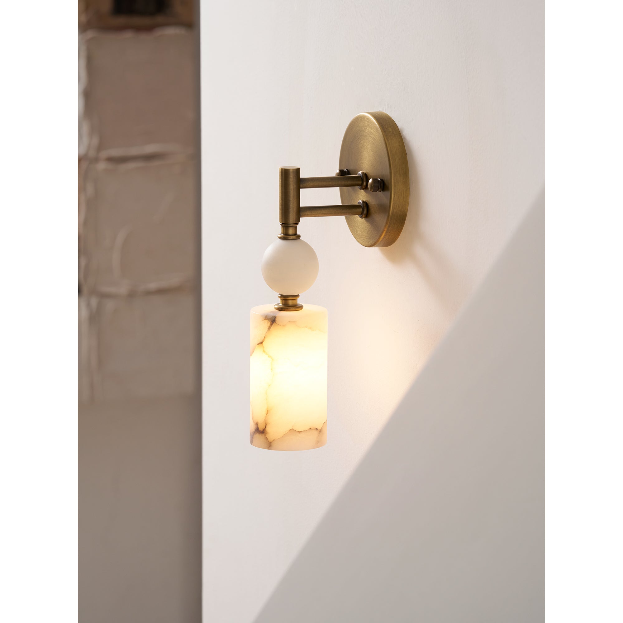 Antique Brass & Marble Wall Sconce