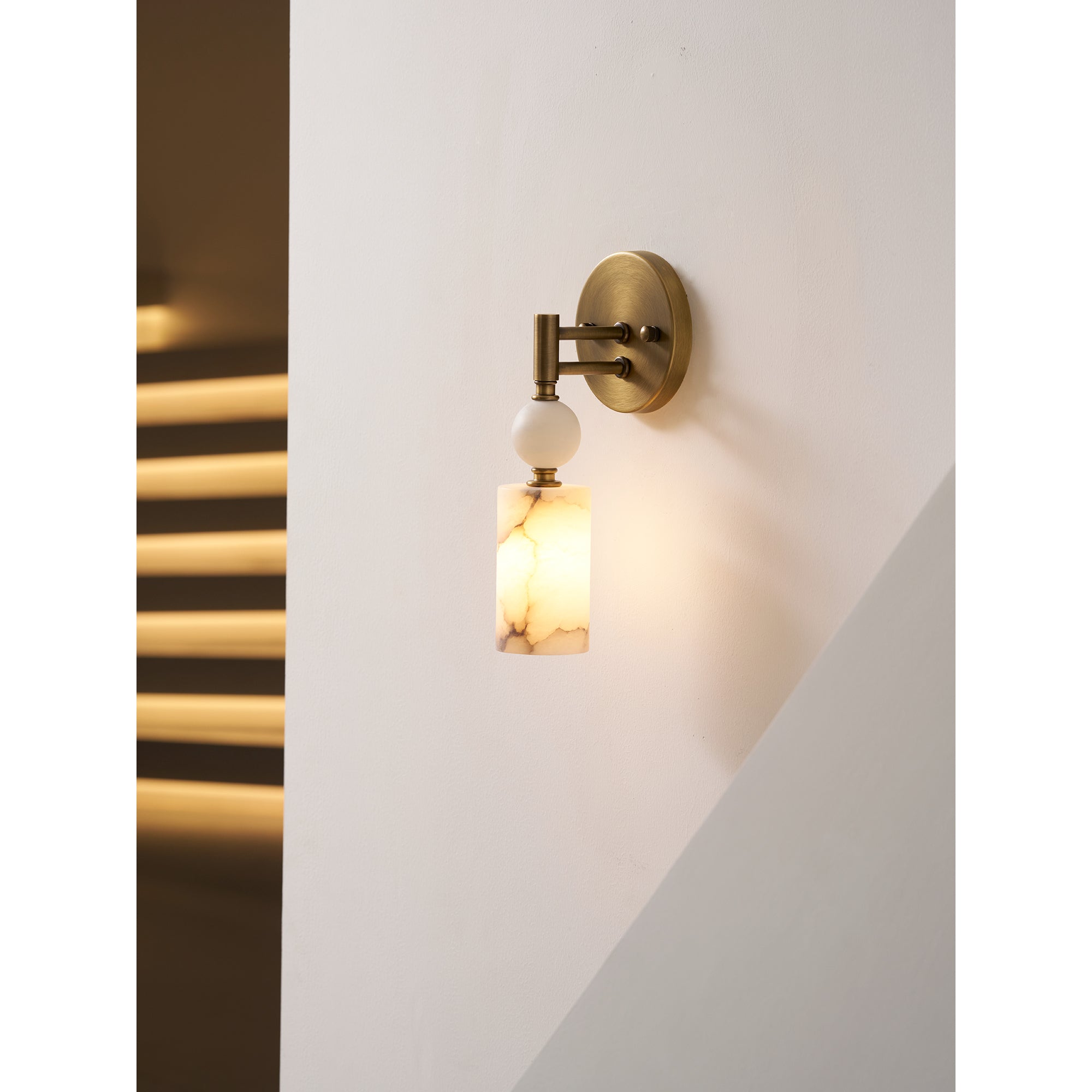 Antique Brass & Marble Wall Sconce