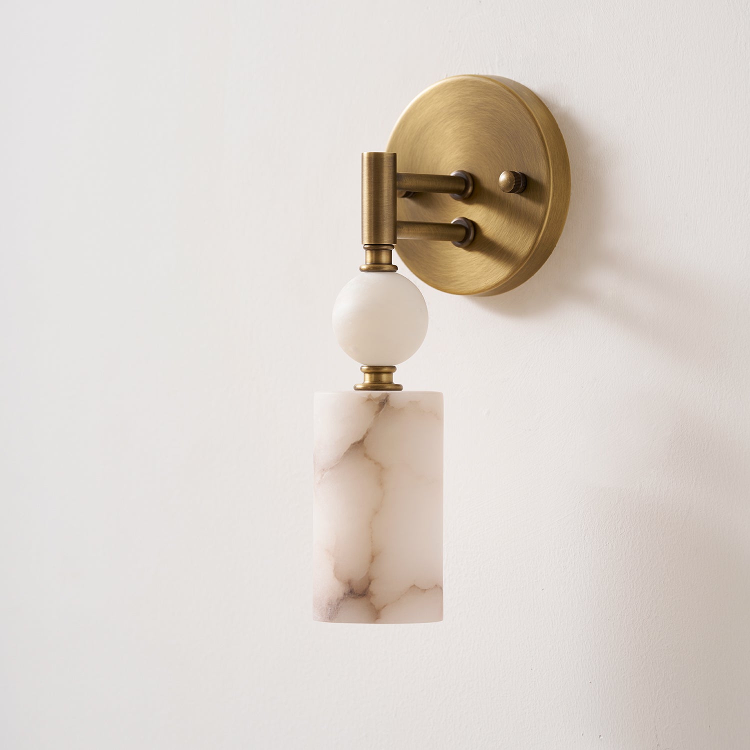 Antique Brass & Marble Wall Sconce
