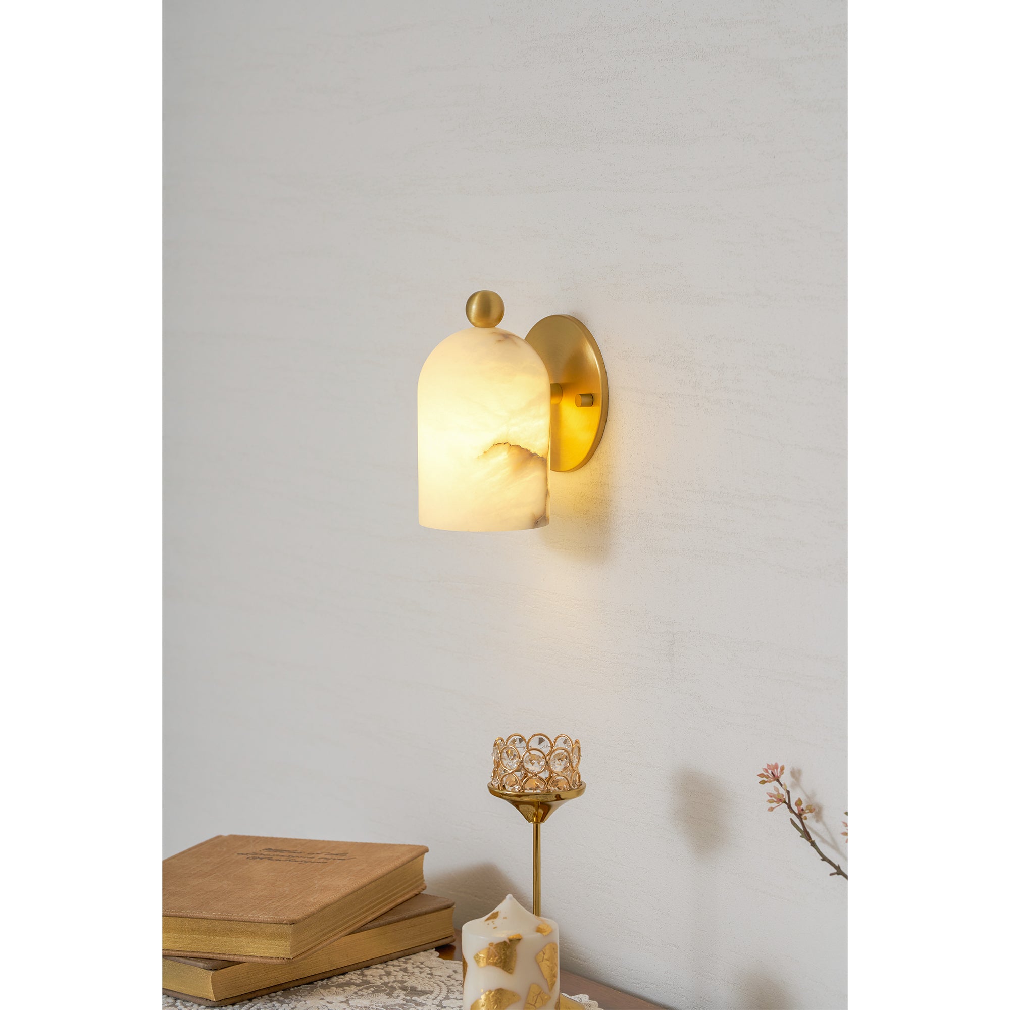 Calla Alabaster Dome Sconce