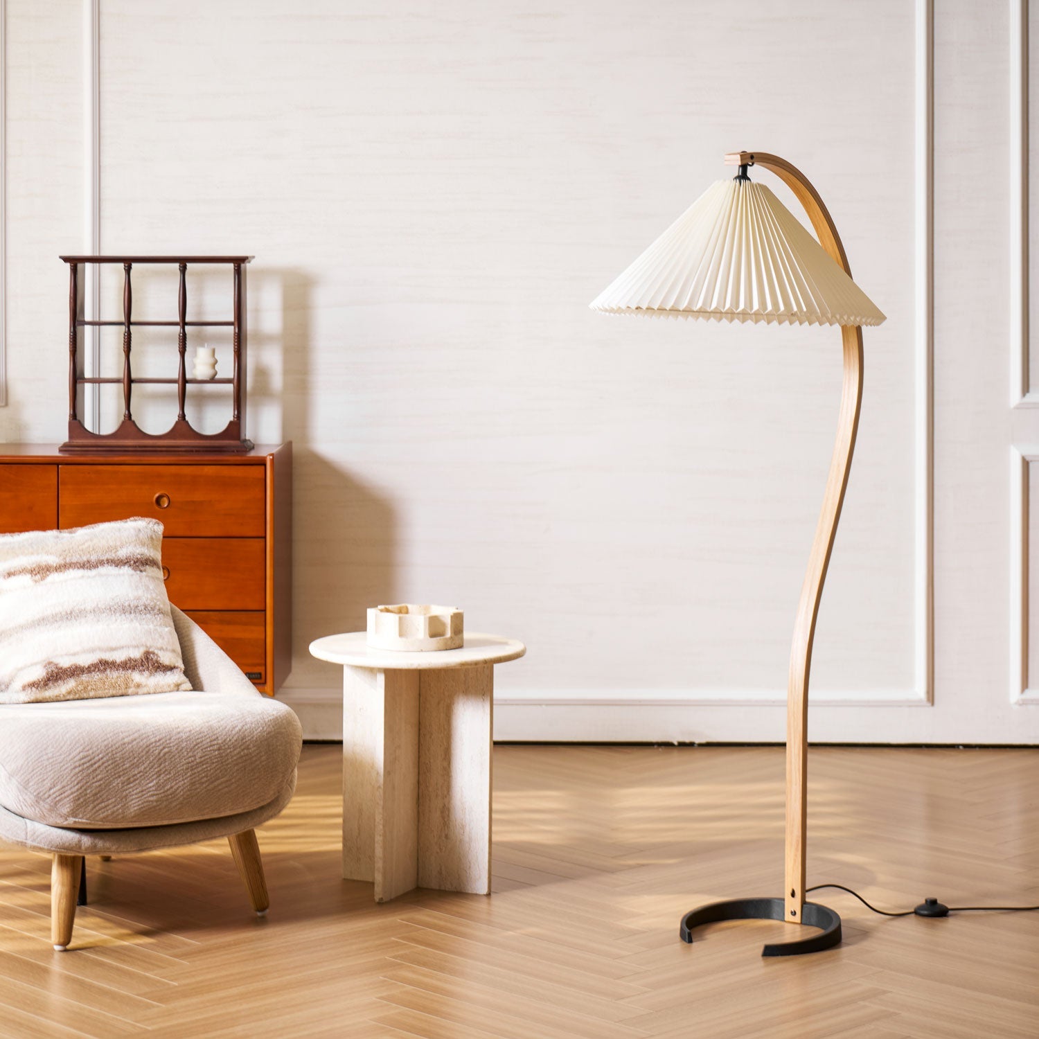 Halden Beechwood Dome Floor Lamp