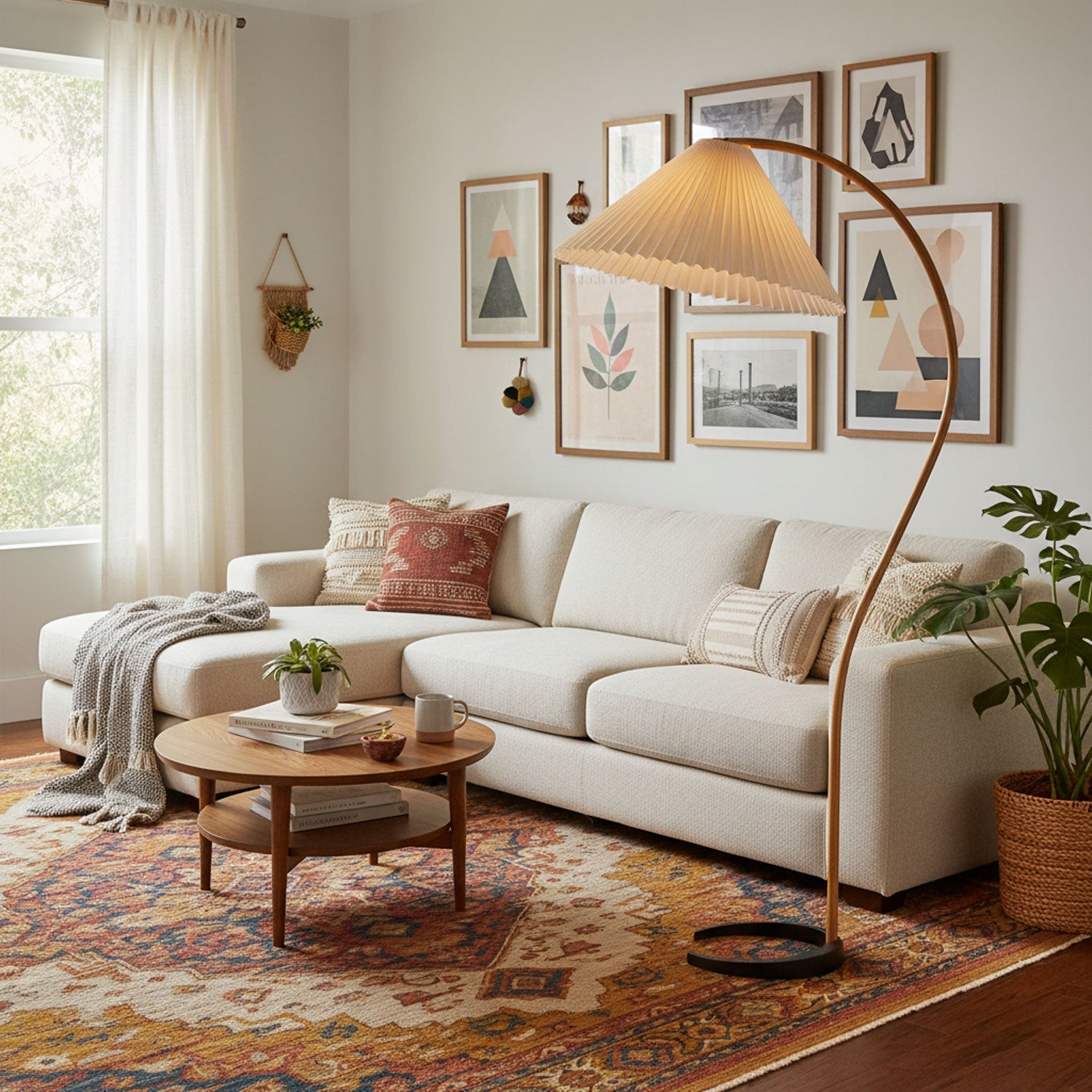 Halden Beechwood Dome Floor Lamp