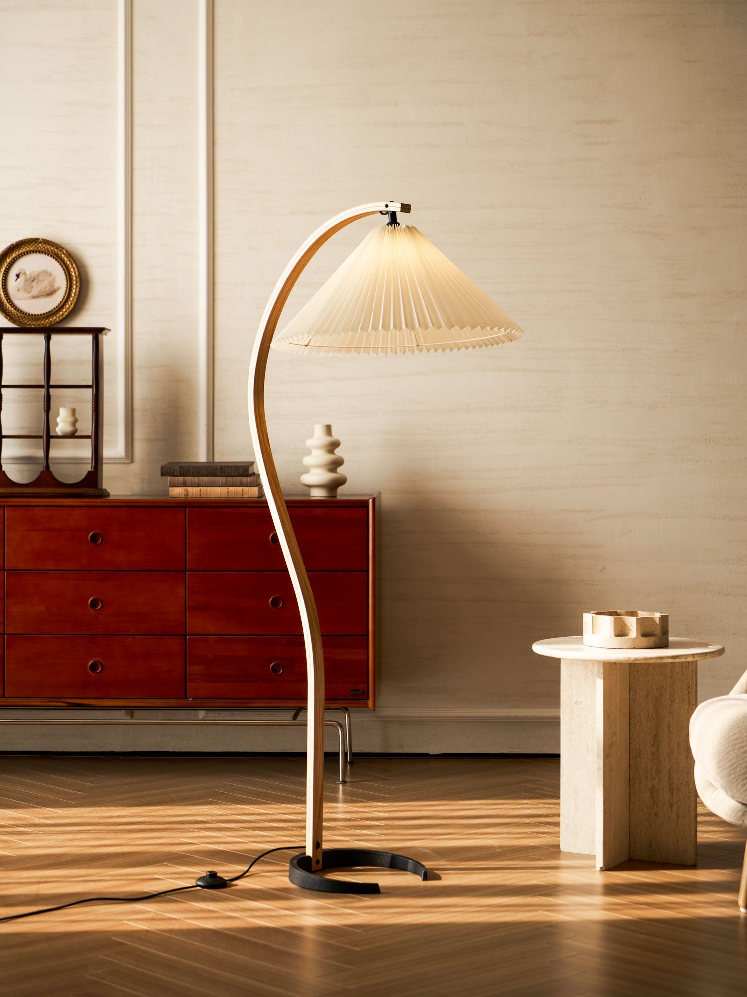 Halden Beechwood Dome Floor Lamp