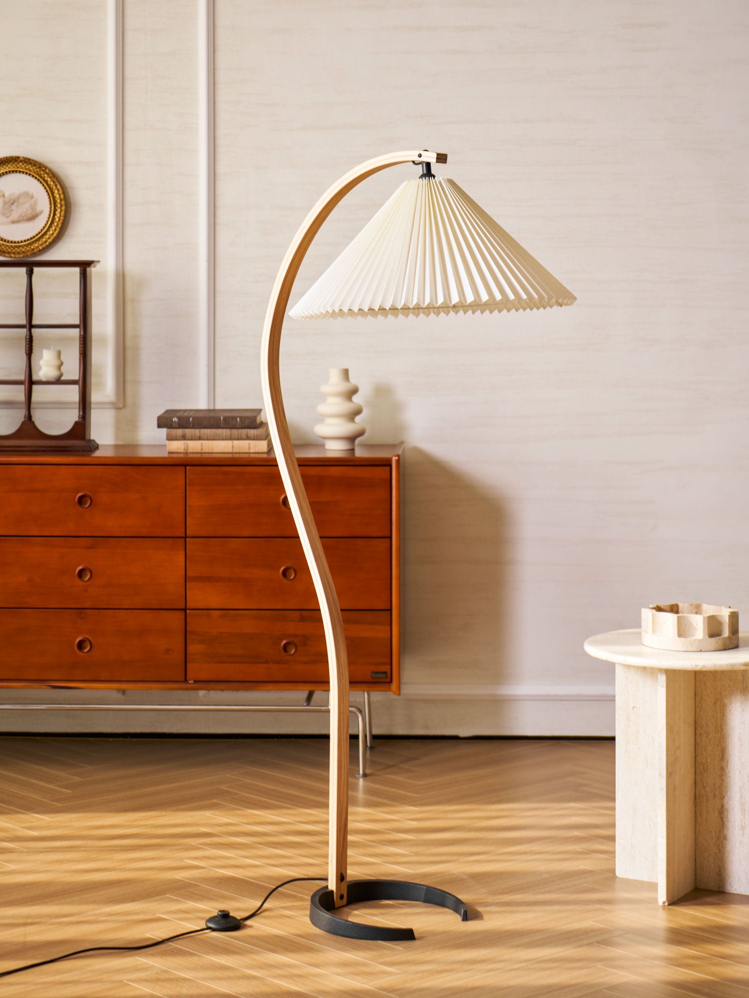Halden Beechwood Dome Floor Lamp