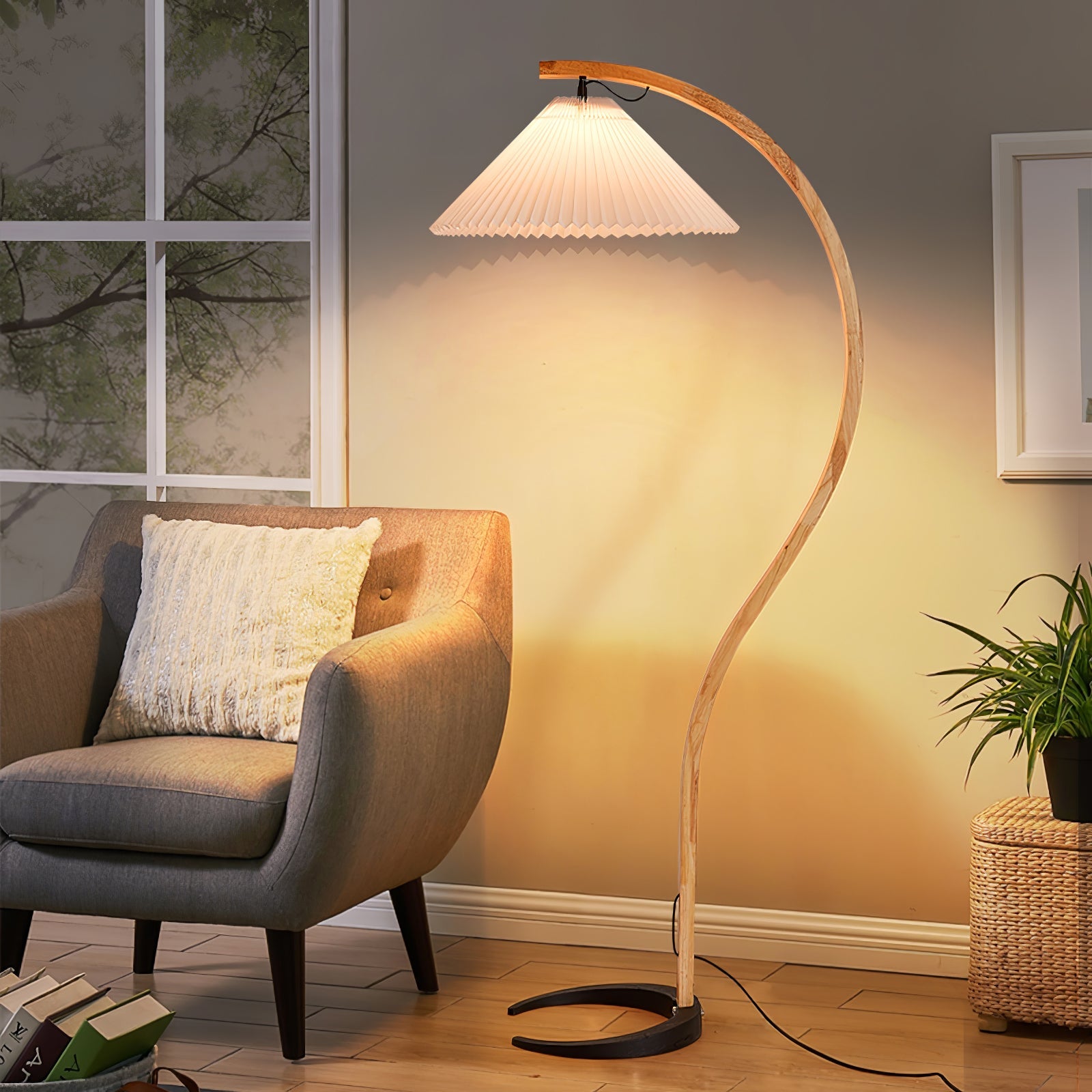 Halden Beechwood Dome Floor Lamp