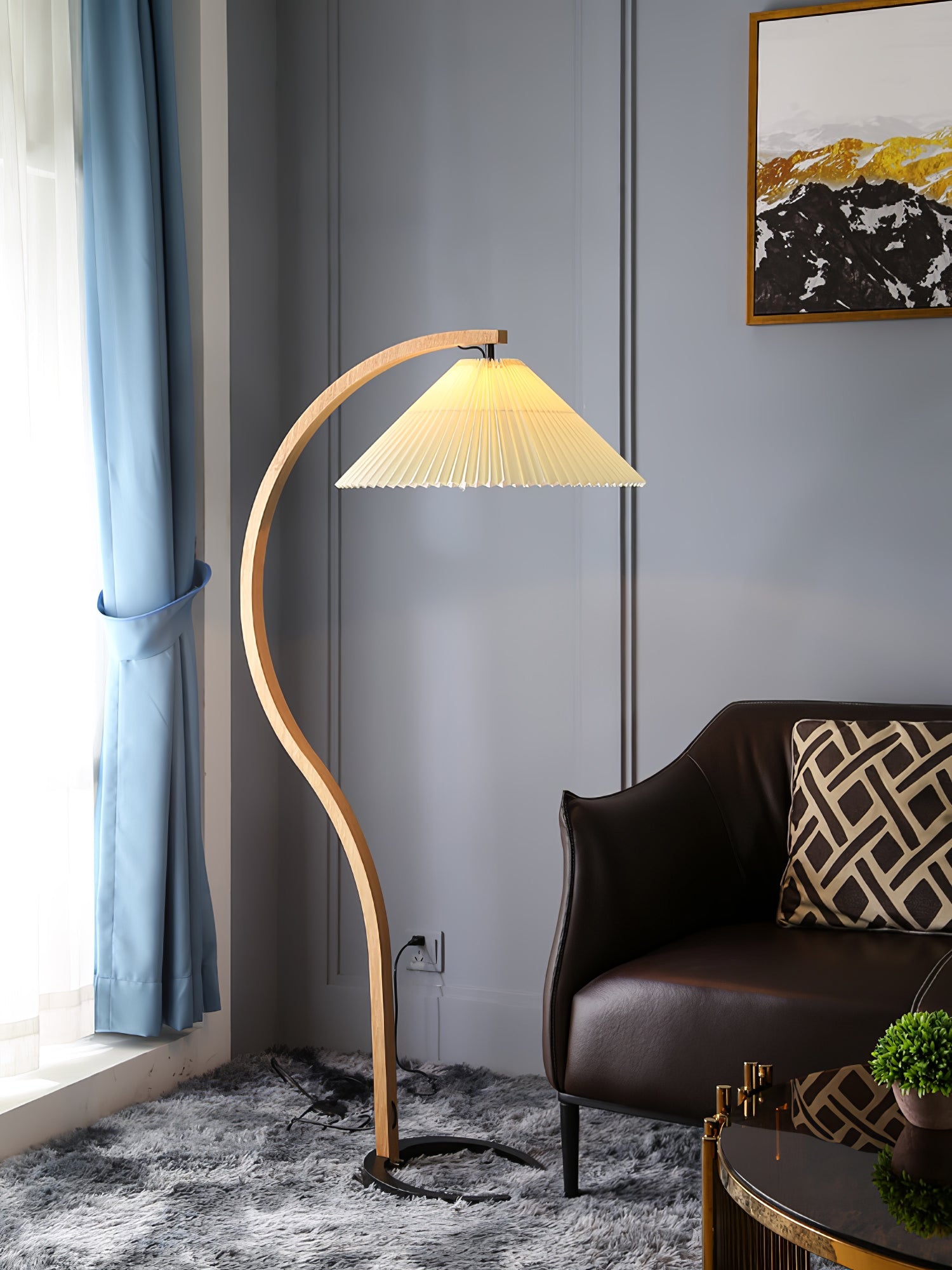 Halden Beechwood Dome Floor Lamp