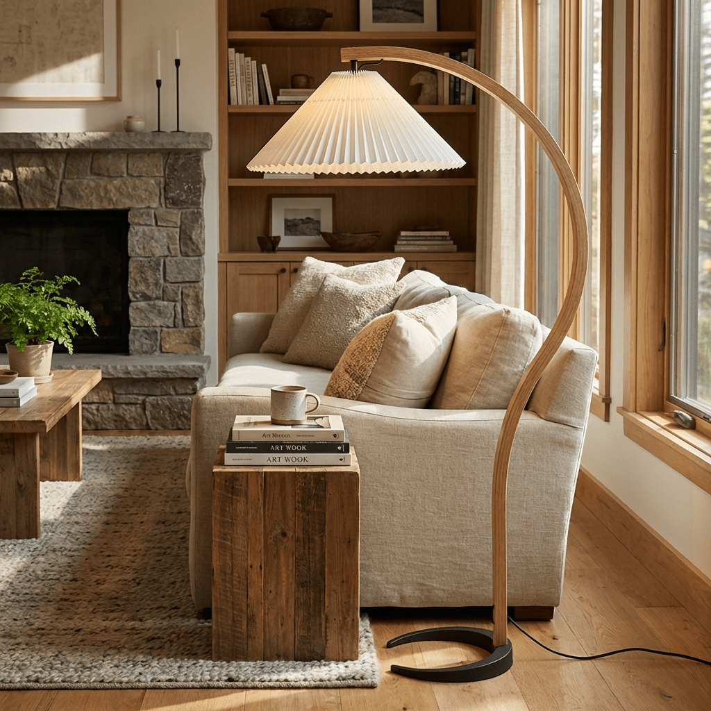 Halden Beechwood Dome Floor Lamp