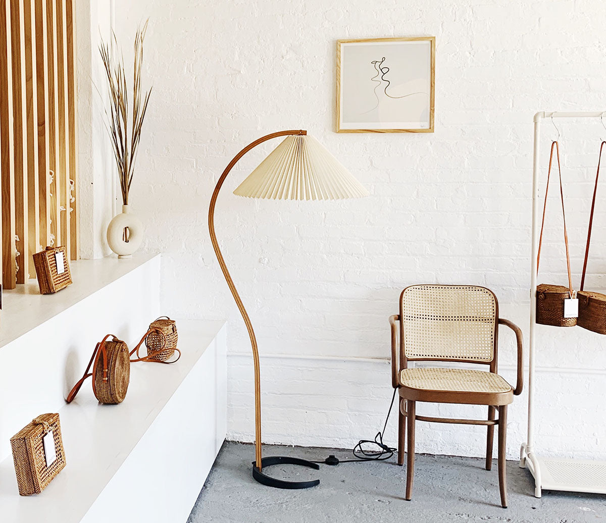 Halden Beechwood Dome Floor Lamp