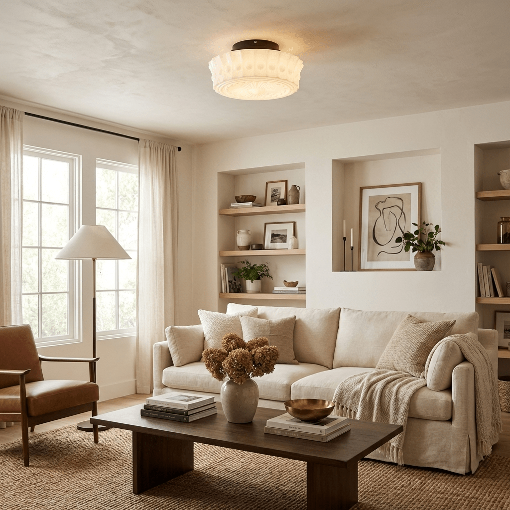 Beacon Drum Flush Ceiling Light
