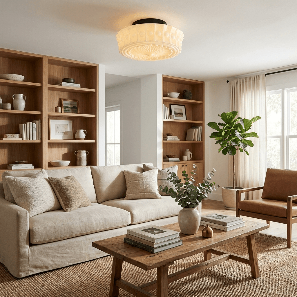 Beacon Drum Flush Ceiling Light
