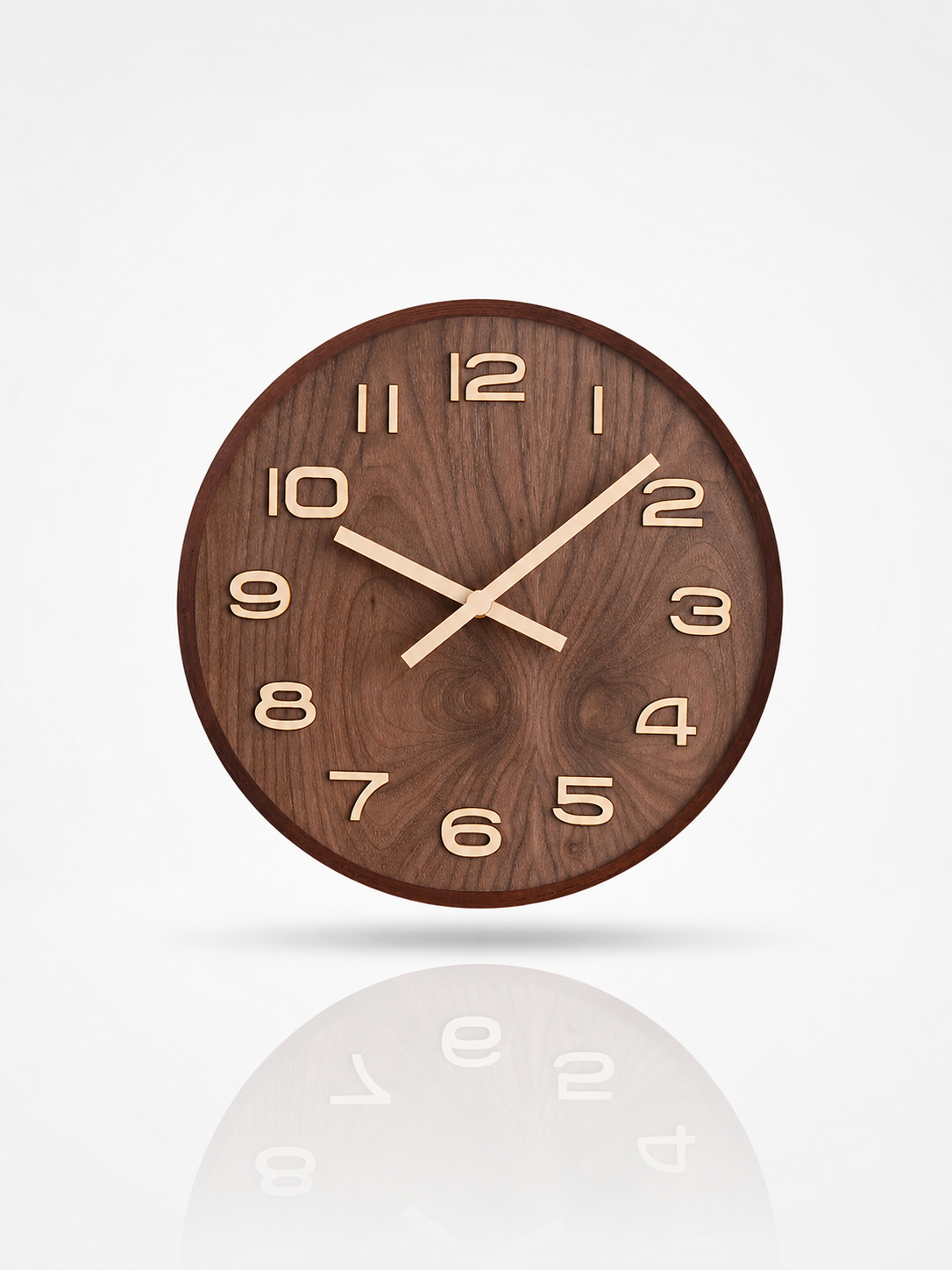 Walnut and Zelkova Wood Wall Clock