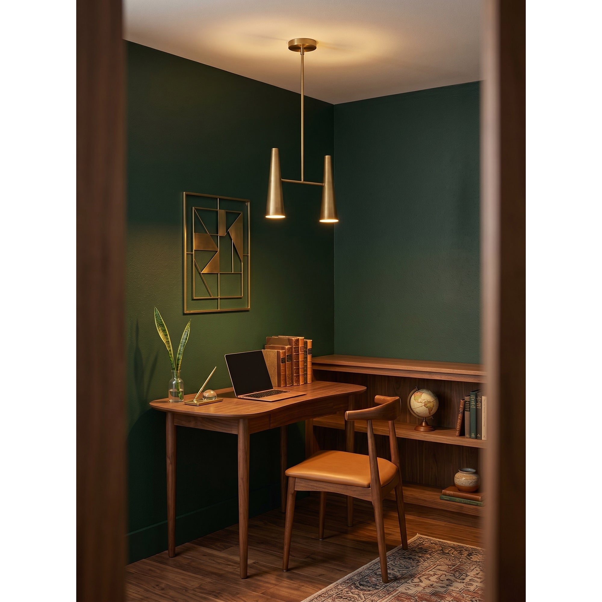 Conical Brass 2-Light Linear Pendant Light