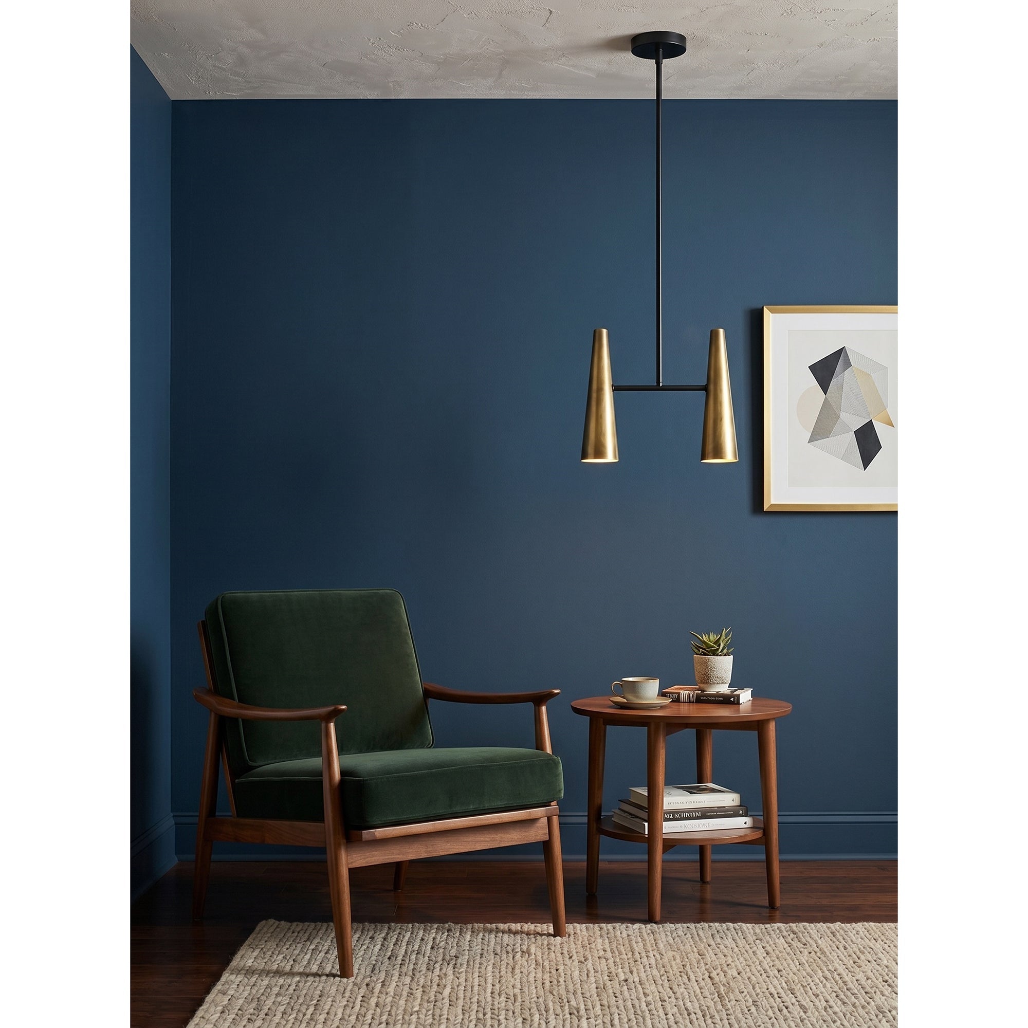 Conical Brass 2-Light Linear Pendant Light