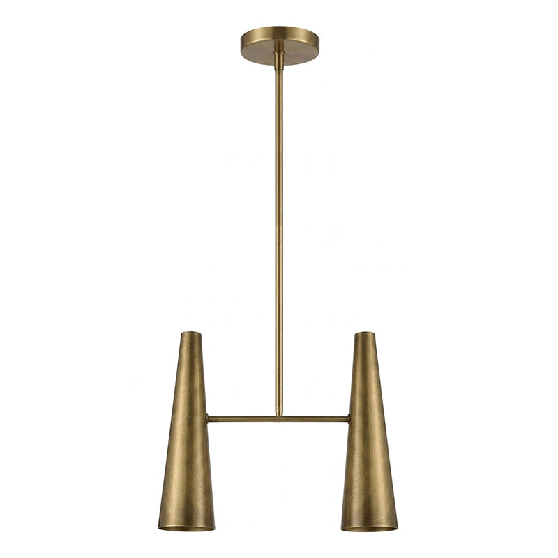 Conical Brass 2-Light Linear Pendant Light