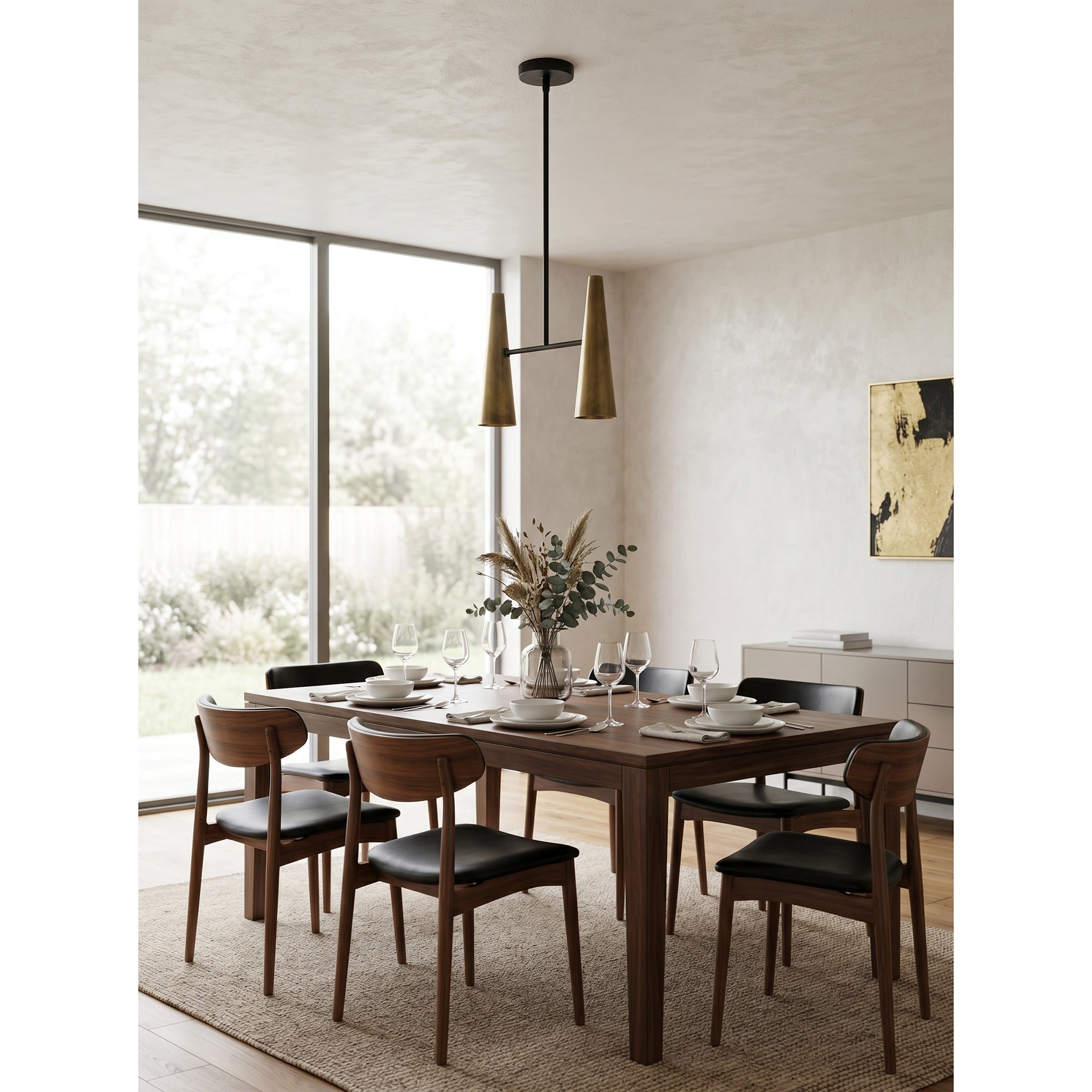 Conical Brass 2-Light Linear Pendant Light