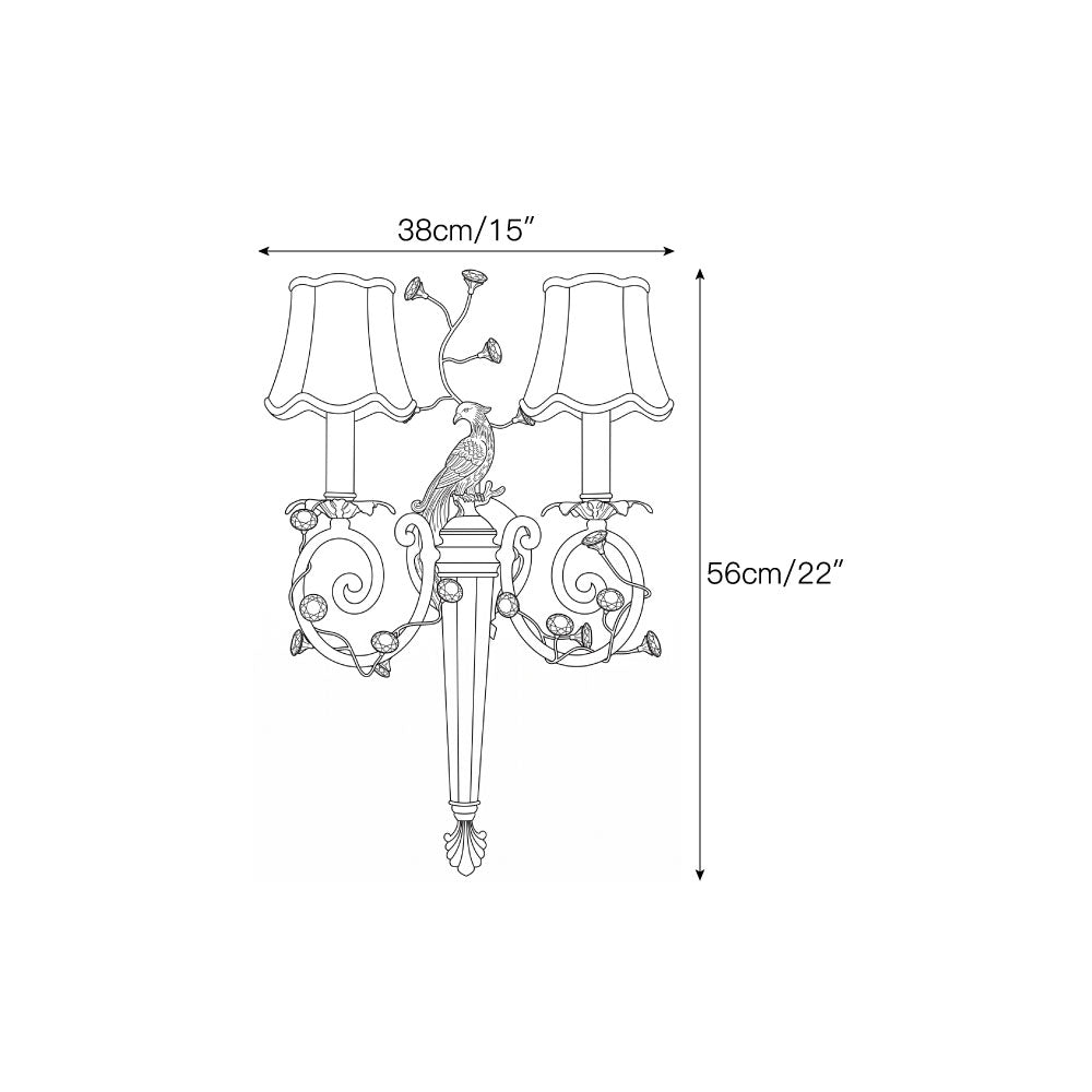 Crystal Peacock Torchere Wall Sconce