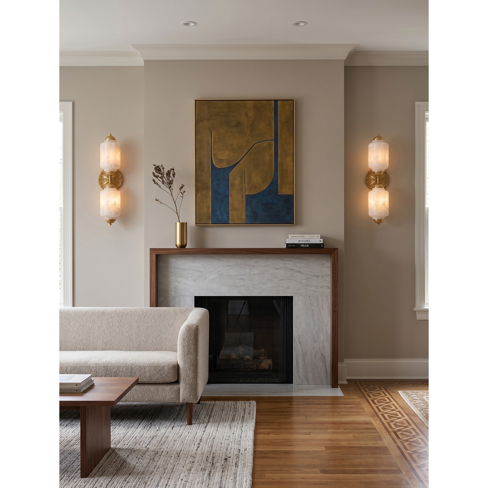 Scalloped Alabaster Twin Wall Sconce