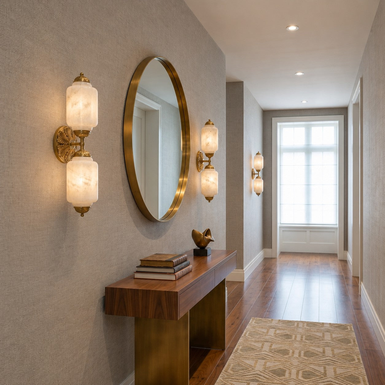 Scalloped Alabaster Twin Wall Sconce