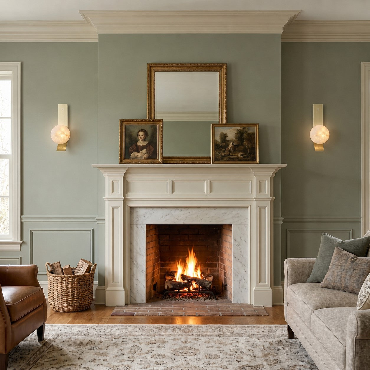 Stacked Alabaster Globe Wall Sconce