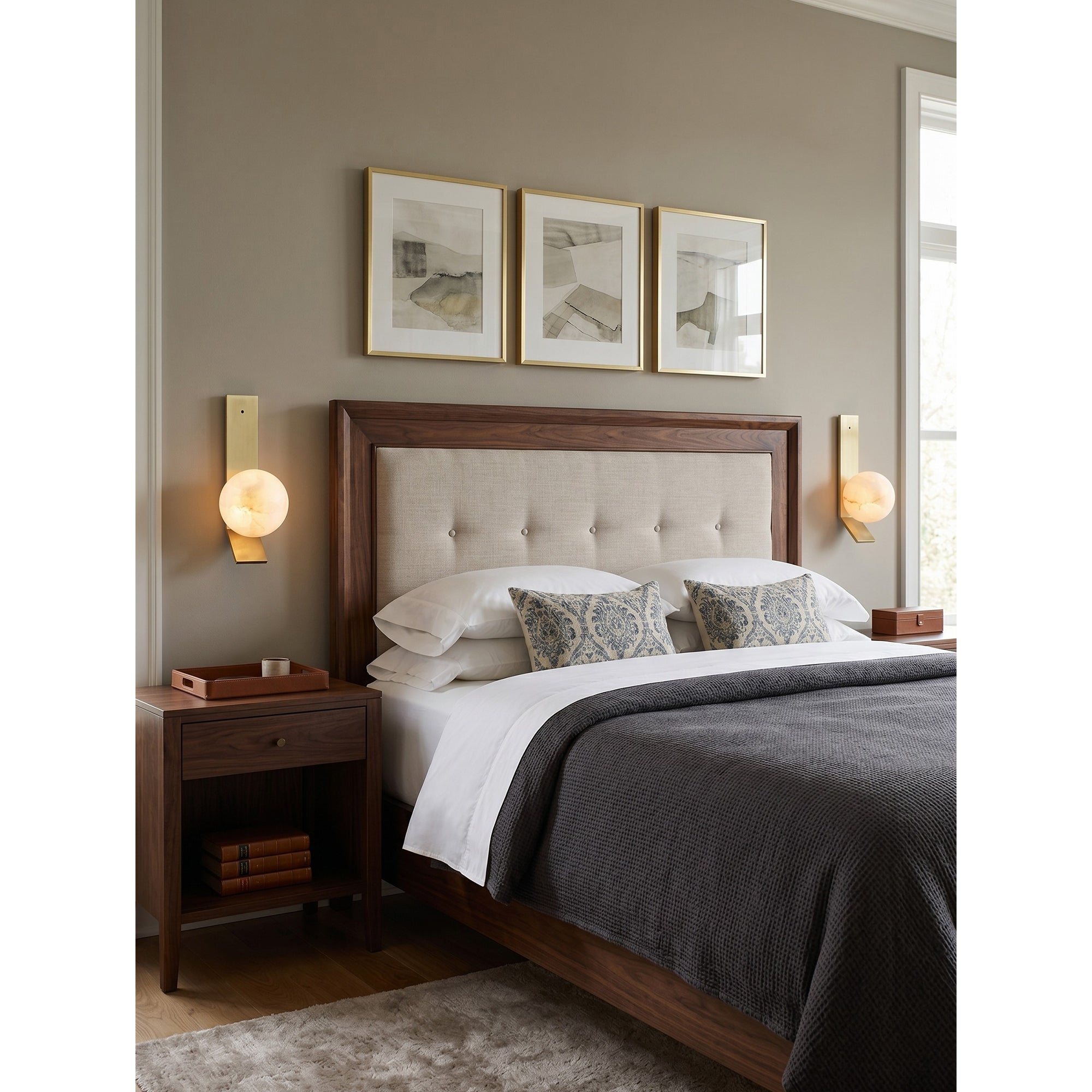 Stacked Alabaster Globe Wall Sconce