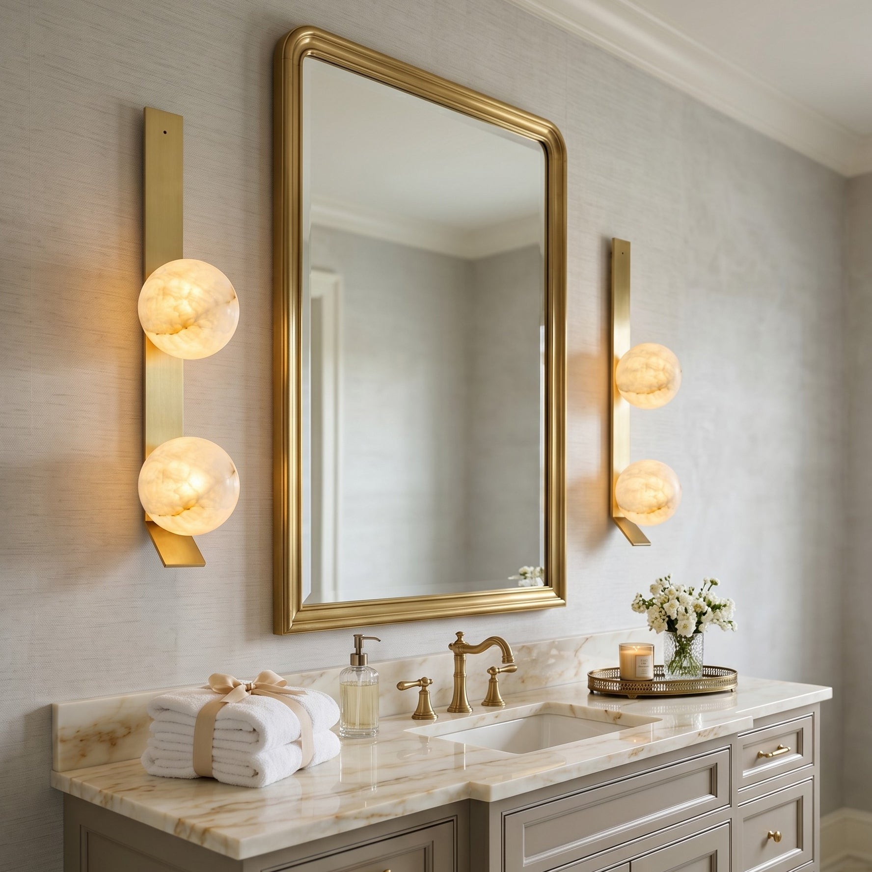 Stacked Alabaster Globe Wall Sconce