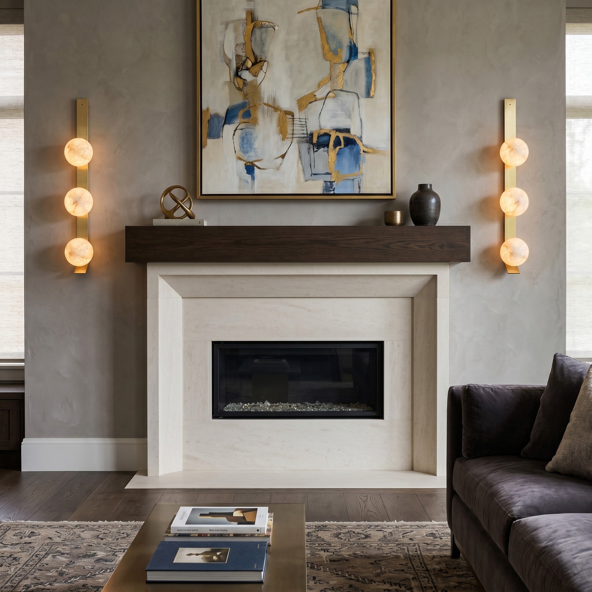 Stacked Alabaster Globe Wall Sconce