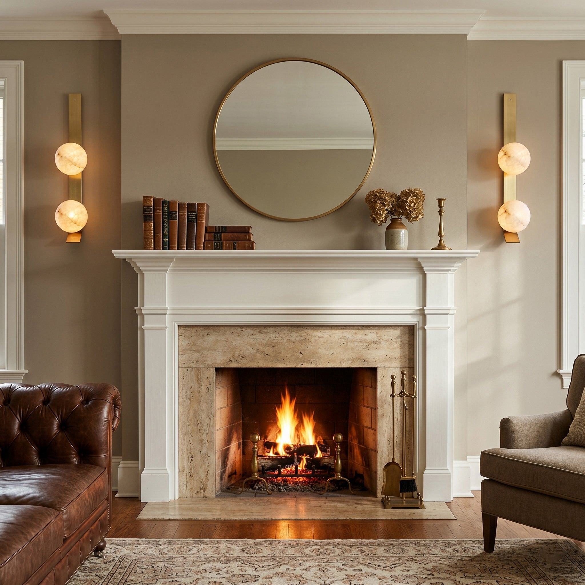 Stacked Alabaster Globe Wall Sconce