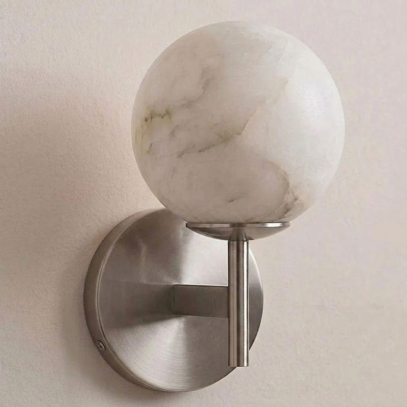 Alabaster & Antique Brass Vanity Wall Sconce