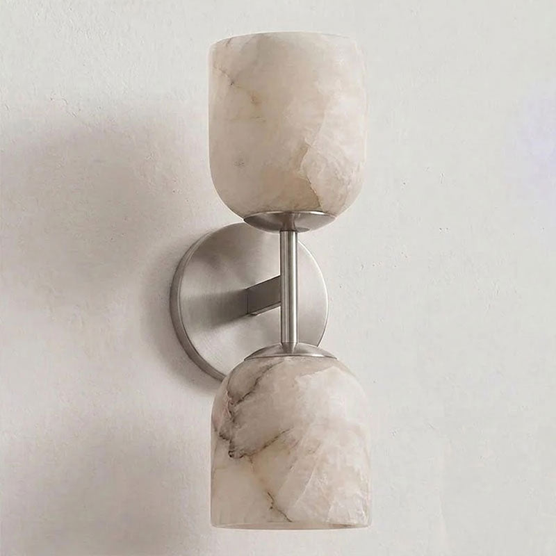 Alabaster & Antique Brass Vanity Wall Sconce