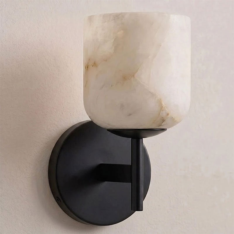 Alabaster & Antique Brass Vanity Wall Sconce