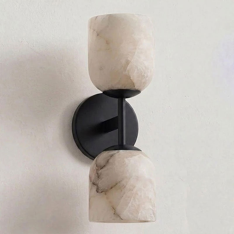 Alabaster & Antique Brass Vanity Wall Sconce