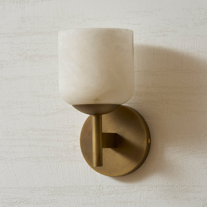 Alabaster & Antique Brass Vanity Wall Sconce