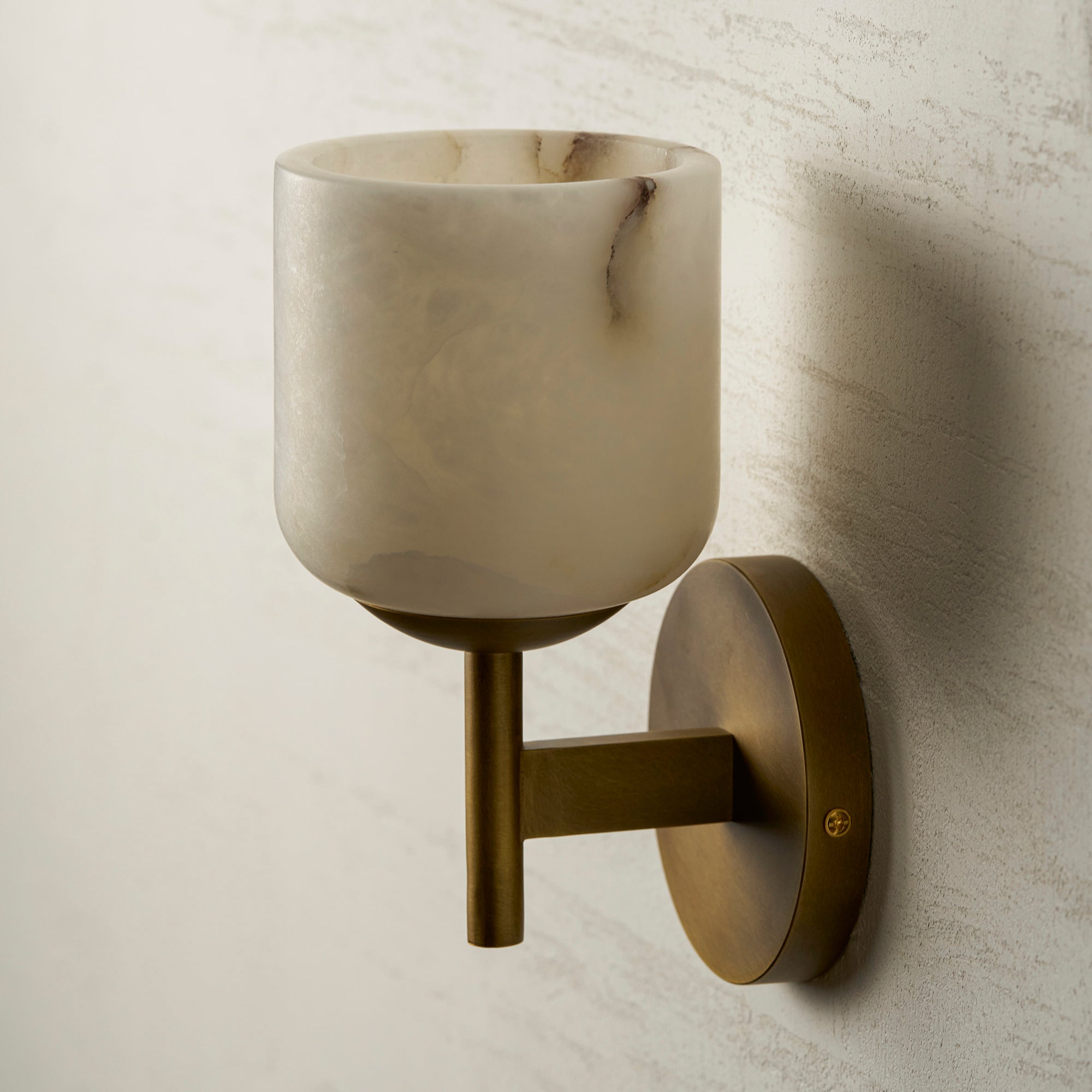 Alabaster & Antique Brass Vanity Wall Sconce