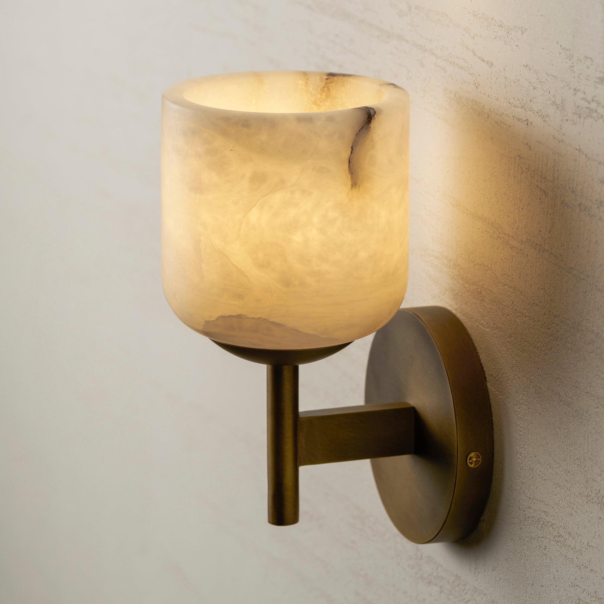 Alabaster & Antique Brass Vanity Wall Sconce