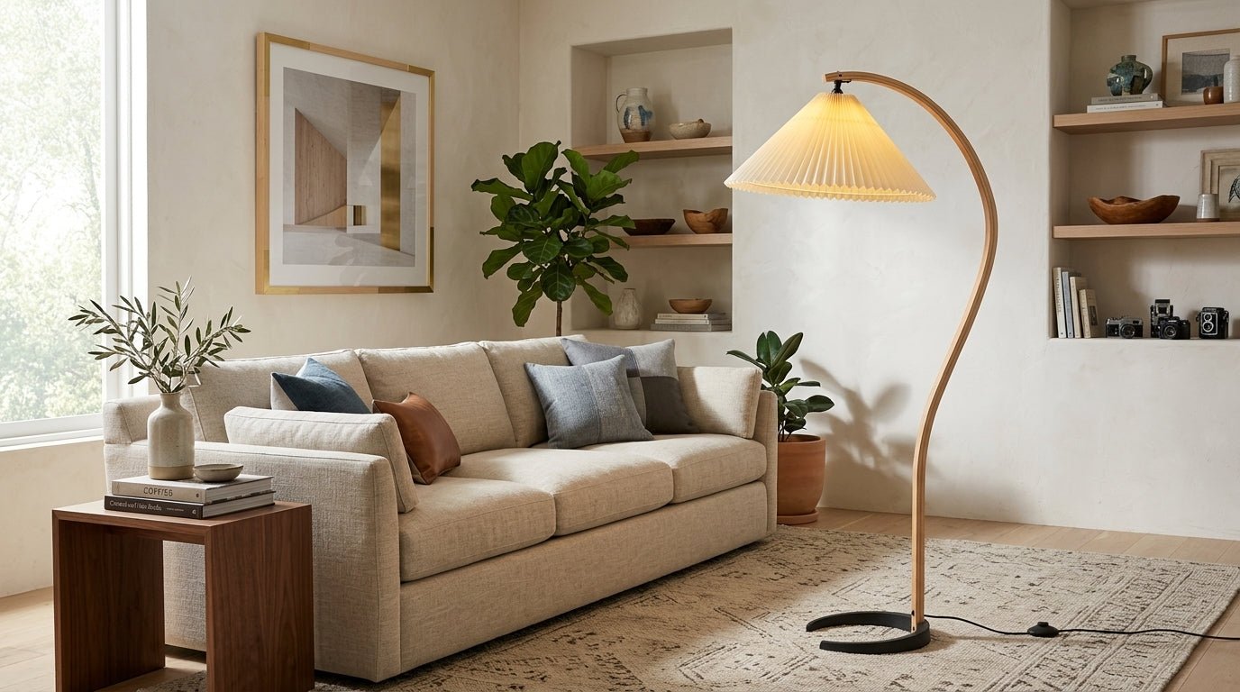 Halden Beechwood Dome Floor Lamp
