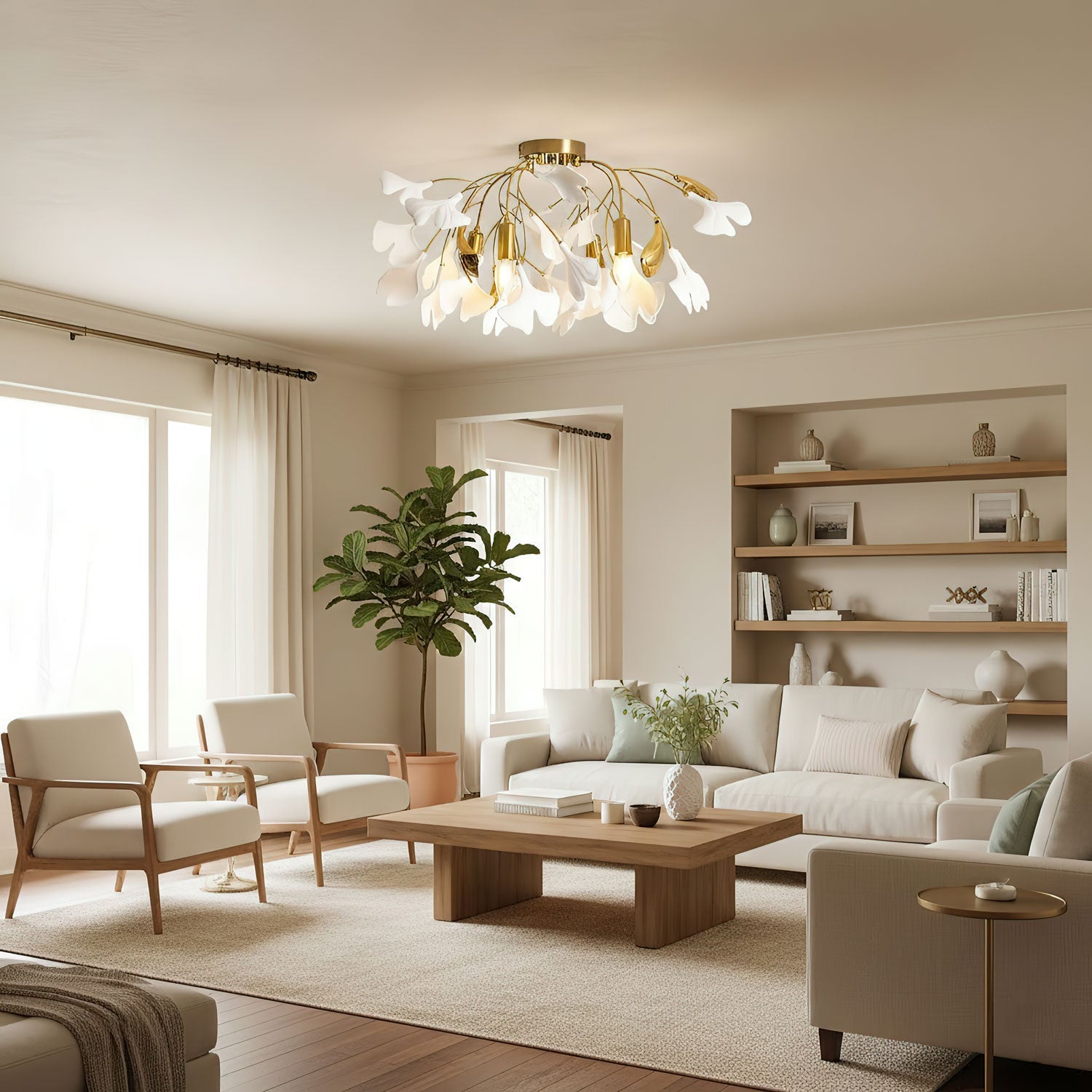 Ginkgo Ceramic Leaf Ceiling Light