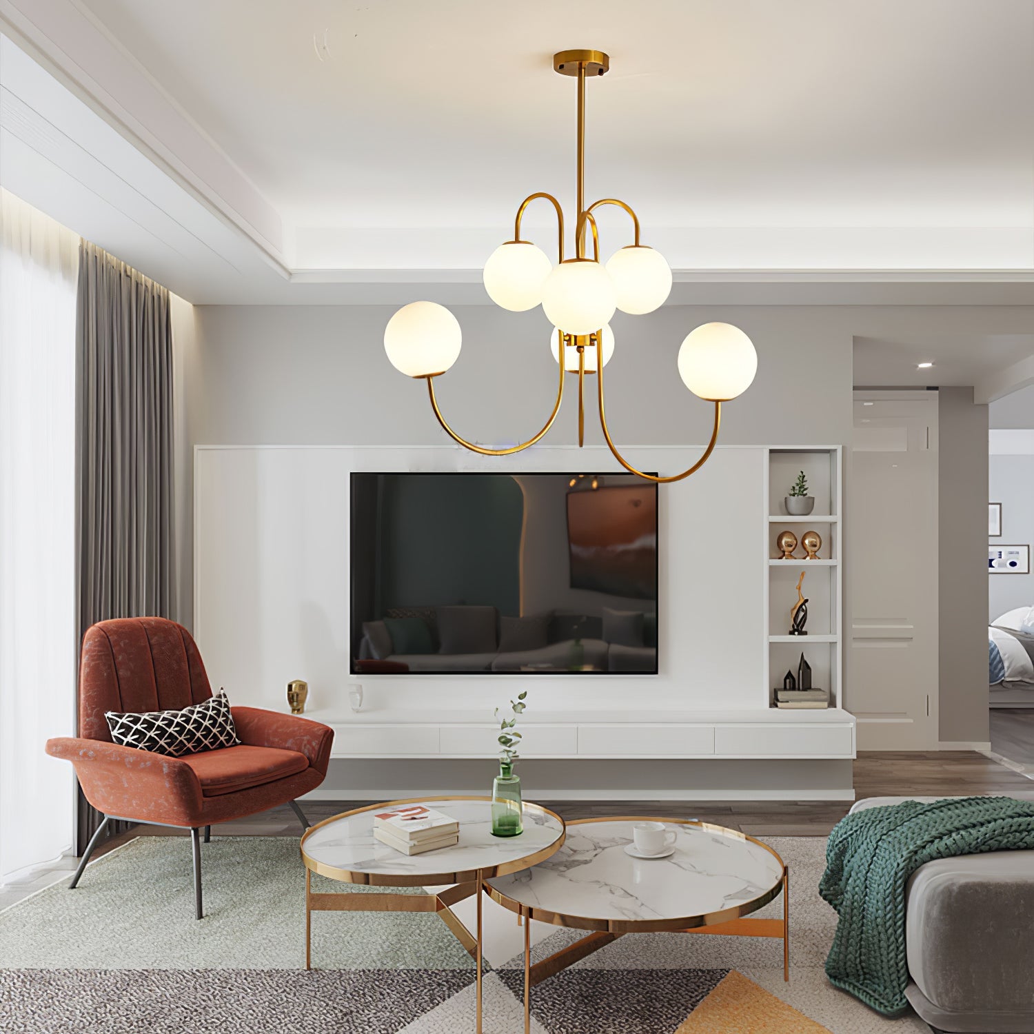 Heron Gooseneck Chandelier