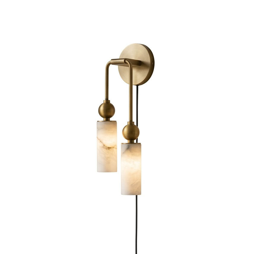 Staggered Alabaster Plug-in Sconce