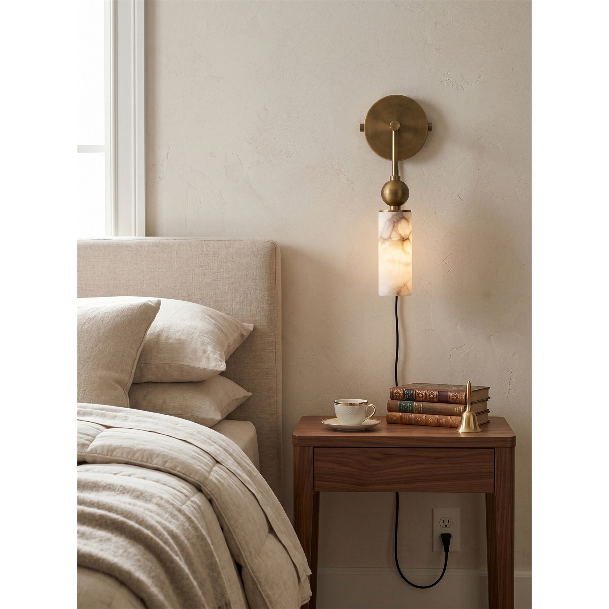 Staggered Alabaster Plug-in Sconce