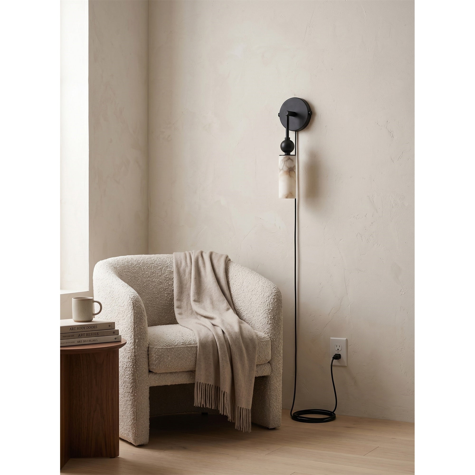 Staggered Alabaster Plug-in Sconce